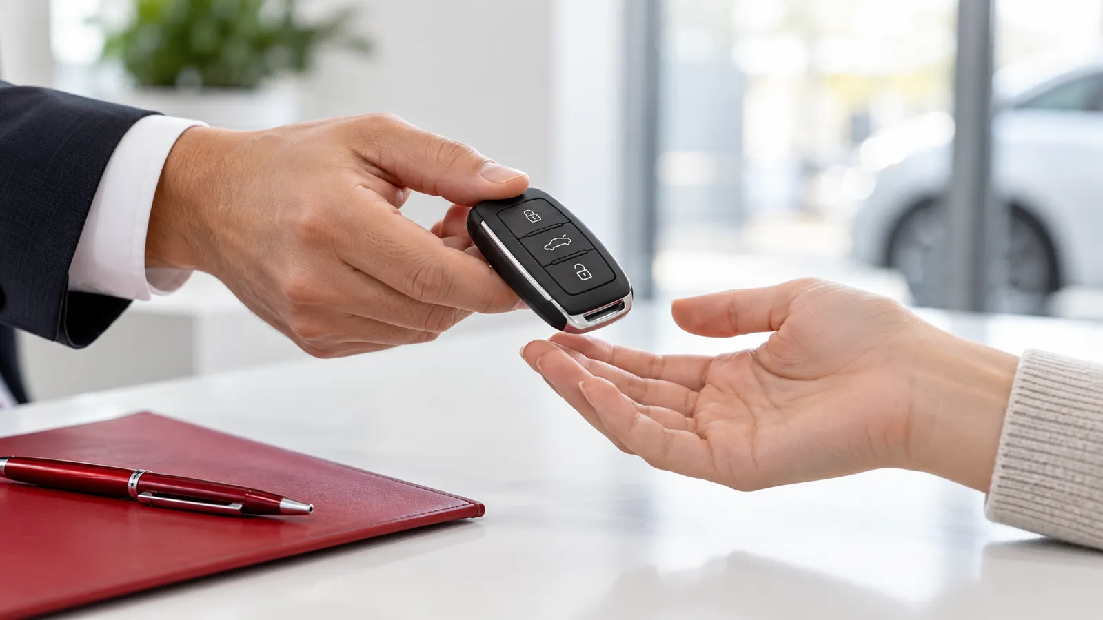 Keys being handed to a customer